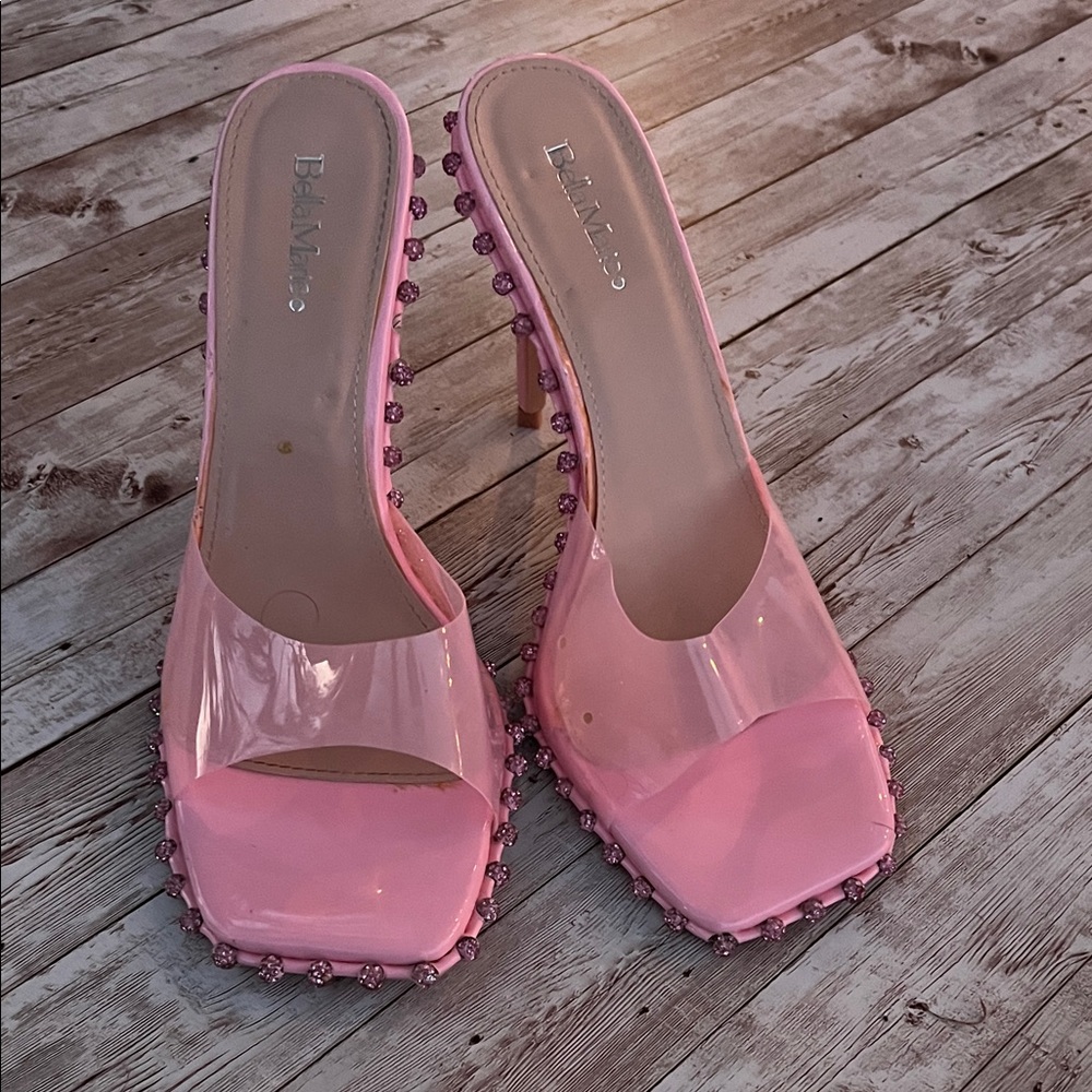 Fashion Nova Bella Marie Pink Heels with Embellished Trim